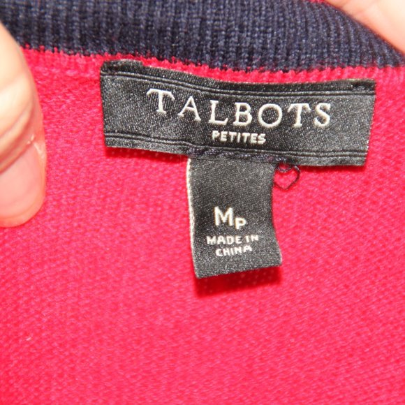 Talbots Red Cotton Cashmere/Cotton Blend Cardigan Sweater Pearl Buttons PM - Picture 11 of 12